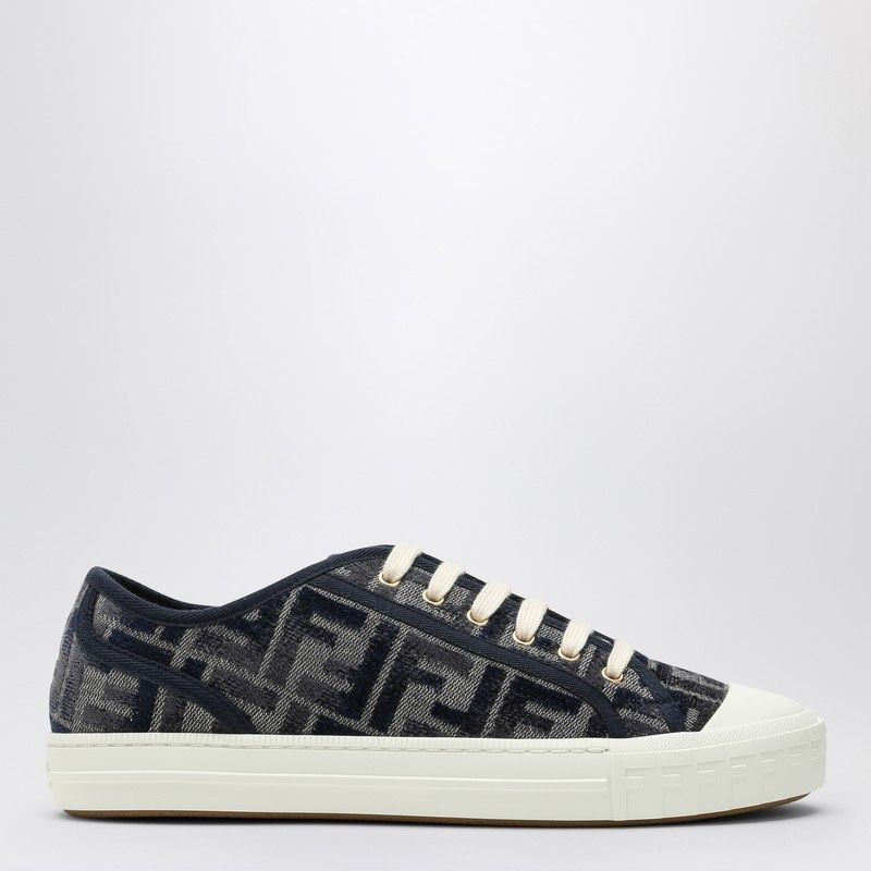 FENDI Low Top Denim Sneakers with Chenille Pattern