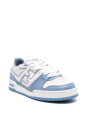 FENDI Match Color-Block Leather Sneakers in Cornflower Blue