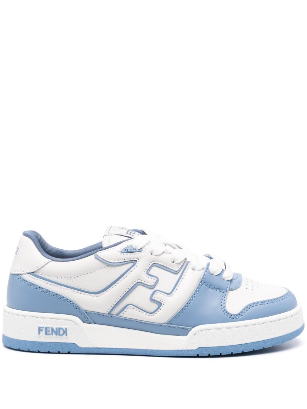 FENDI Match Color-Block Leather Sneakers in Cornflower Blue