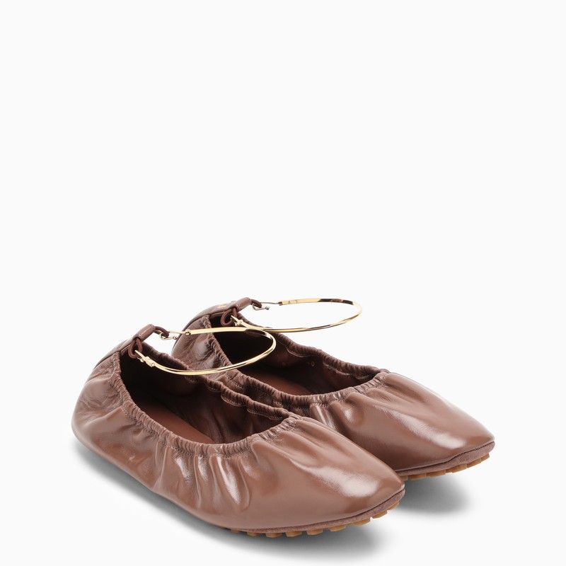 粉肉色小牛皮芭蕾鞋 (Nude & Neutral Calf Leather Ballerina Shoes) - 女款