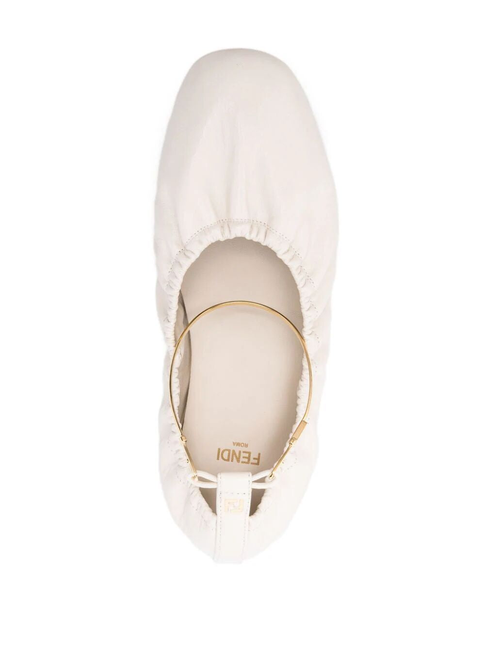 FENDI Nude Leather Ballerina Shoes for Women