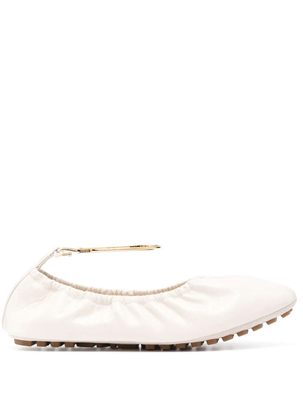 FENDI Nude Leather Ballerina Shoes for Women