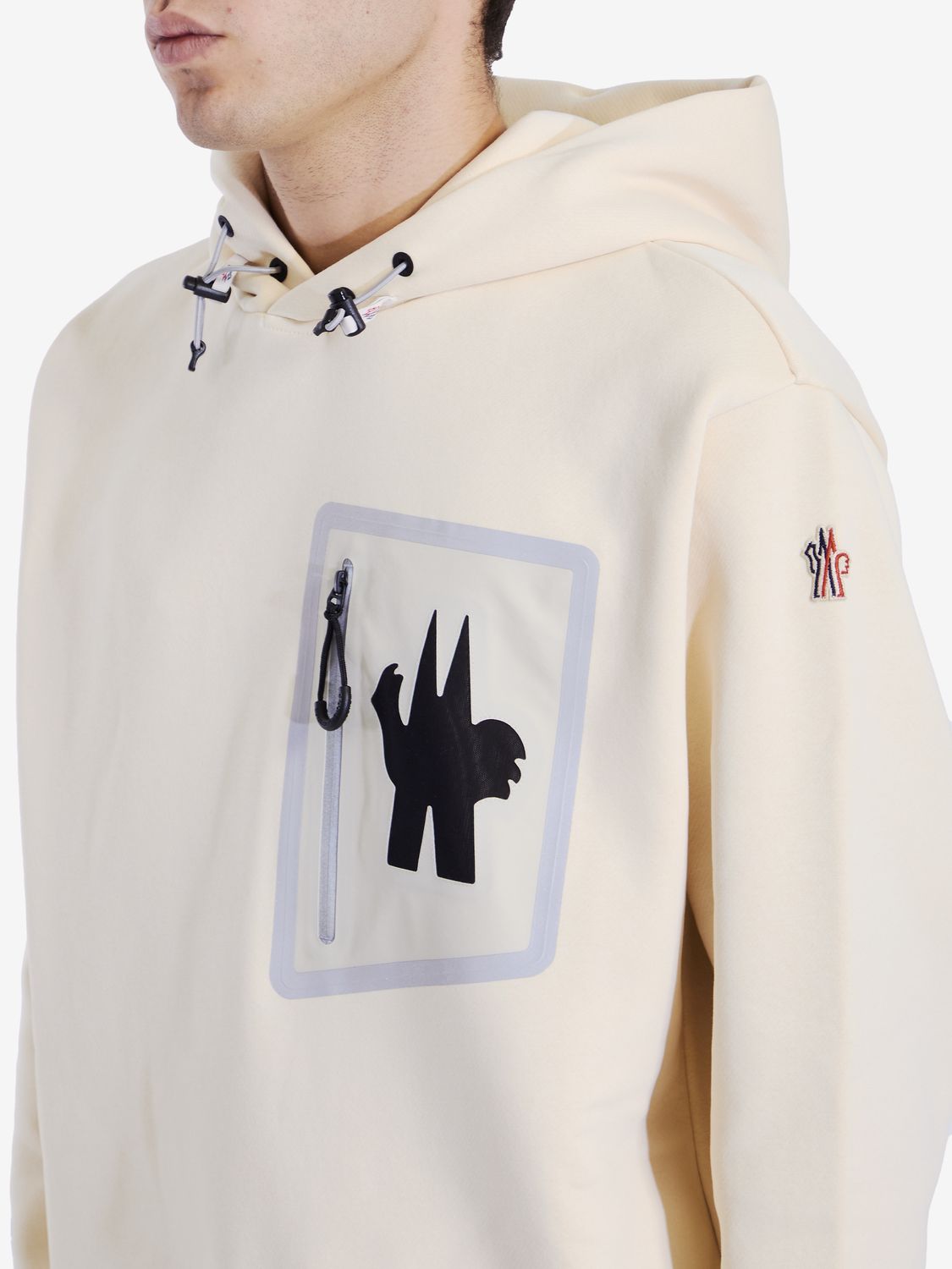 MONCLER GRENOBLE Reflective Logo Sand Hoodie - Regular Fit