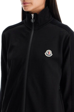 MONCLER High-Neck Zip-Up Sweatshirt with Knit Bands - Size XS