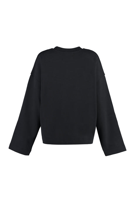 女性用 - ブラックコットンスウェットシャツ - FW23 コレクション