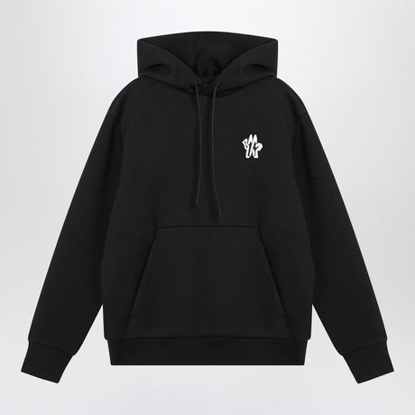 MONCLER Men's Oversized Black Hoodie with Logo