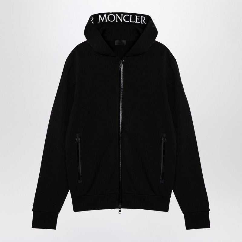 MONCLER Men's Classic Black Cotton Zipped Sweatshirt