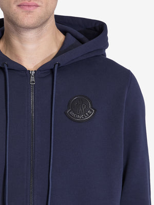 MONCLER Men's Cotton Zip-Up Hoodie with Drawstring Hood - Regular Fit