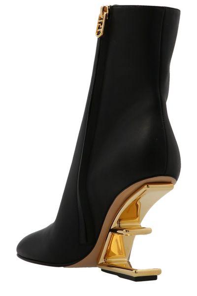 FENDI Black Leather Ankle Boots for Women - FW22 Collection