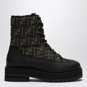 FENDI Signature Black Leather Biker Boots for Women