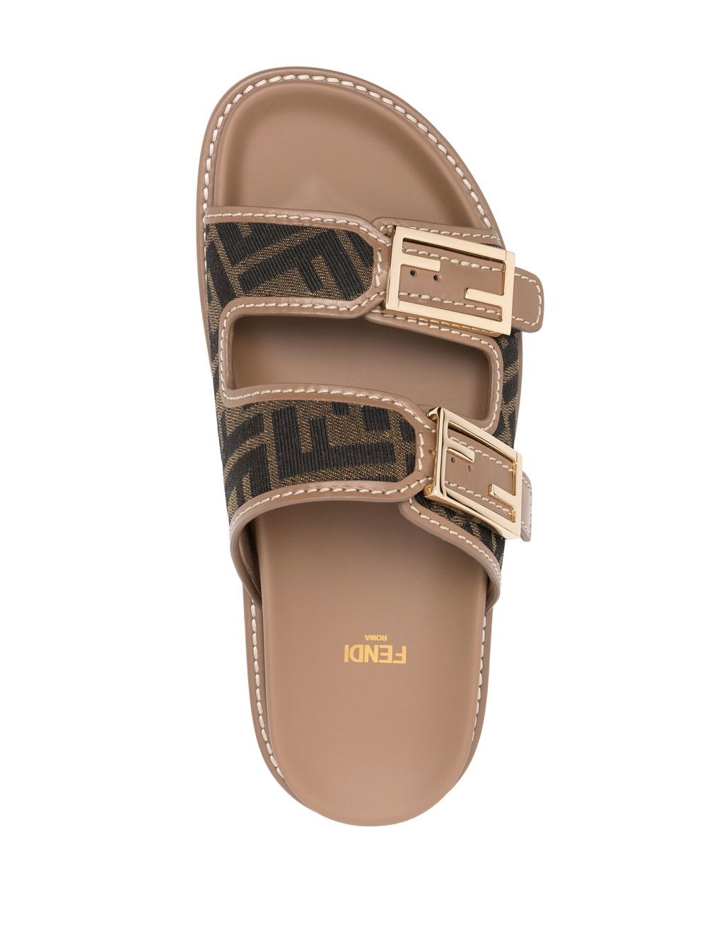 Fendi Feels Leather Slide Sandals for Women in Brown