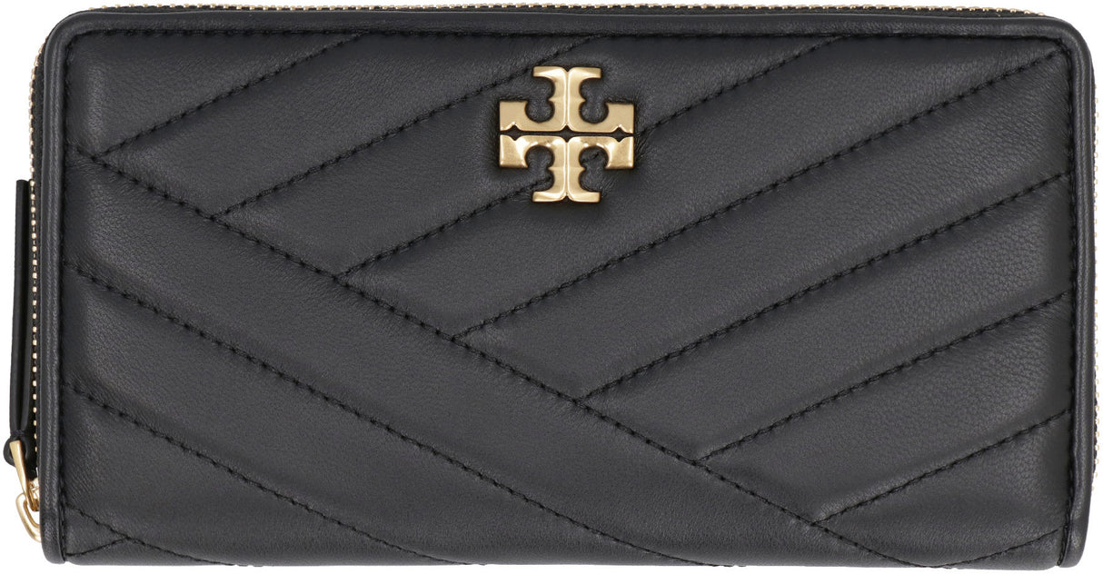 محفظة نسائية أنيقة بسحاب من تصميم كيرا بتصميم الشيفرون من جلد أسود