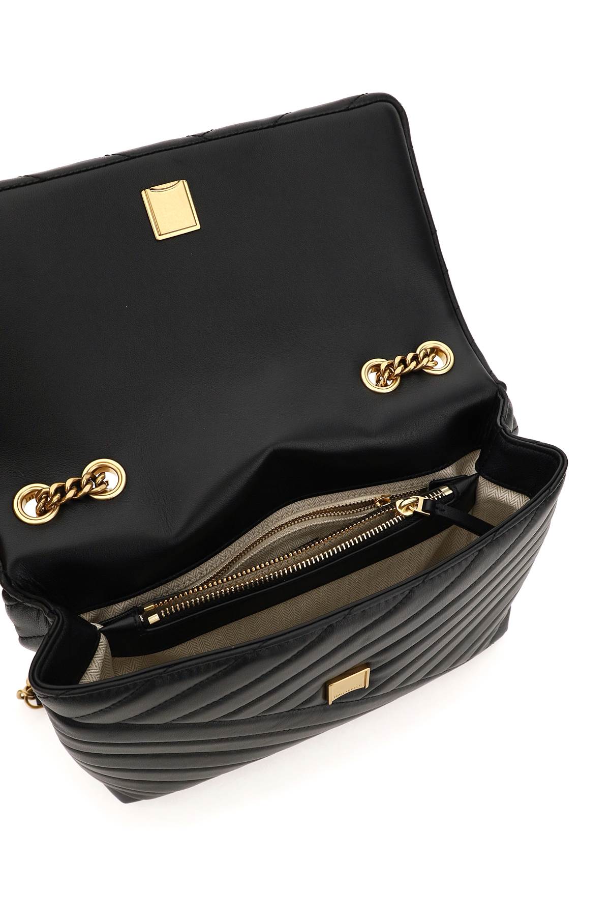 Black Chevron Matelassé Handbag with Gold Monogram