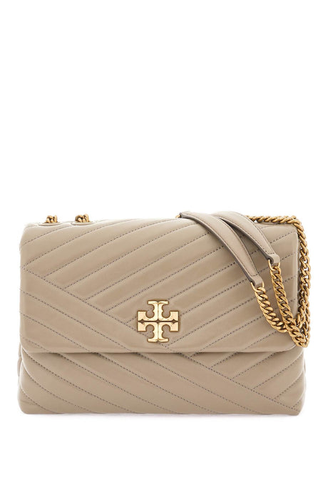 TORY BURCH Kira Chevron Gray Lamb Leather Shoulder Bag for Women