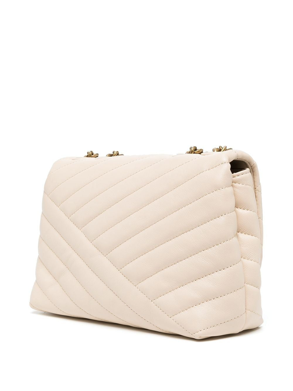 TORY BURCH Chevron Quilted Small White Leather Shoulder Bag for Women SS24