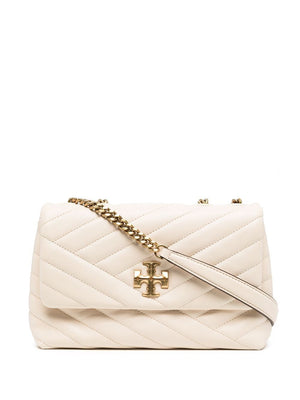 TORY BURCH Chevron Quilted Small White Leather Shoulder Bag for Women SS24