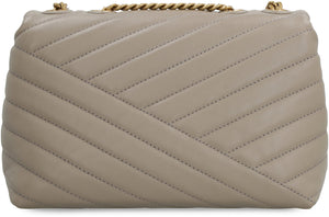 TORY BURCH Chevron Quilted Small Gray Leather Shoulder Bag for Women