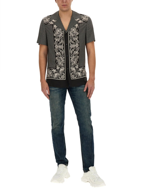 BALMAIN Monogram Paisley Stamoa Shirt - Men's Size 48