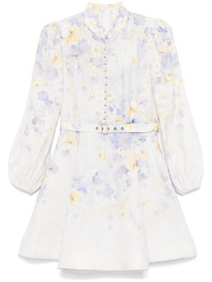 ZIMMERMANN Lilac Purple Crush Linen Mini Dress