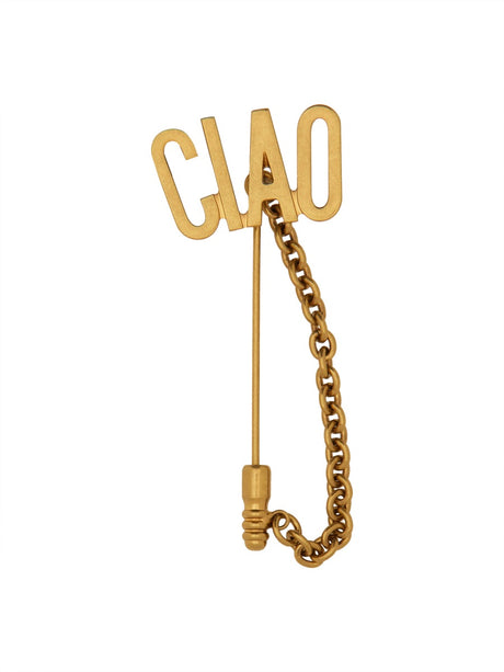 MOSCHINO COUTURE Hello Charm Brooch with Chain