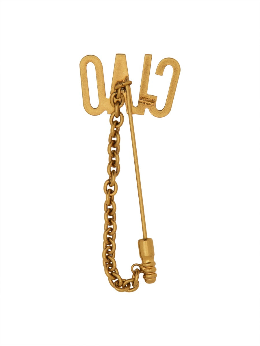 MOSCHINO COUTURE Hello Charm Brooch with Chain