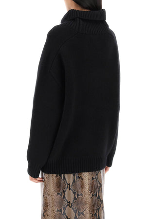 Oversized Funnel-Neck Sweater in Black for Women