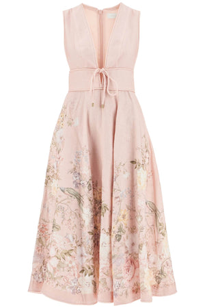 ZIMMERMANN Eco-Conscious Floral Rose Linen Midi Dress