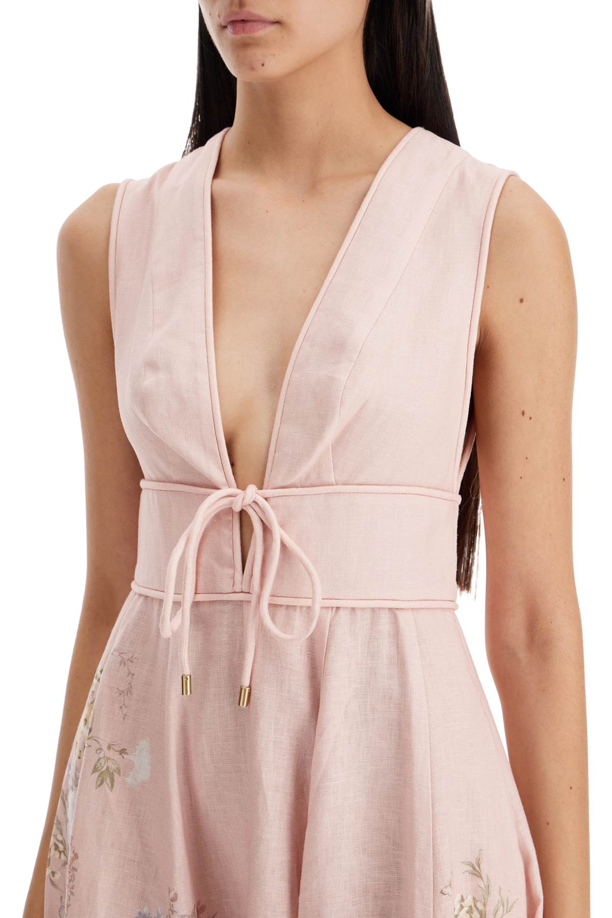 ZIMMERMANN Eco-Conscious Floral Rose Linen Midi Dress