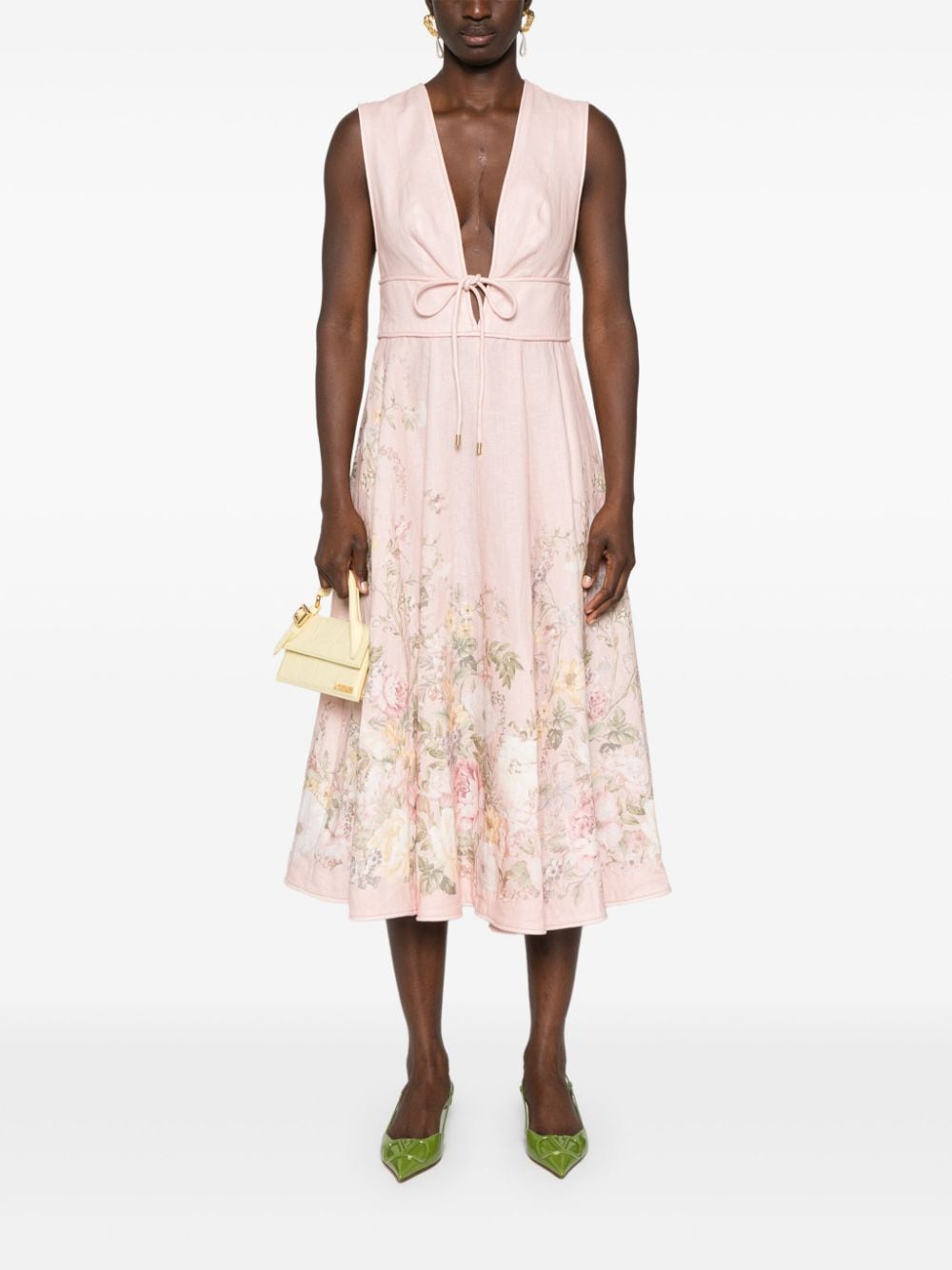 ZIMMERMANN Eco-Conscious Floral Rose Linen Midi Dress