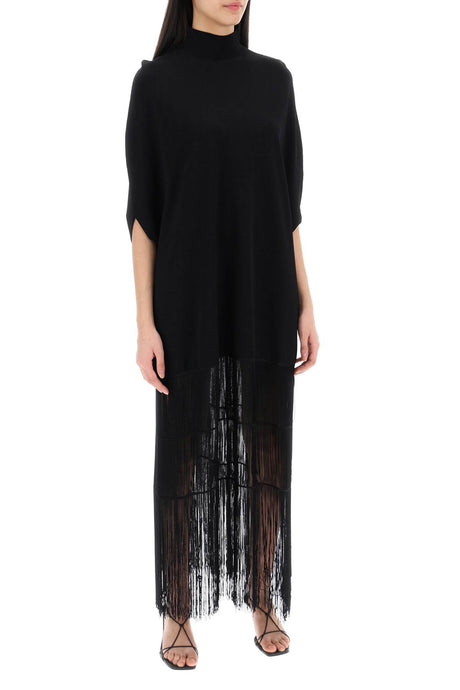 KHAITE Black Ruffle Dress for Women in Stretch Viscose Knit - SS24 Collection