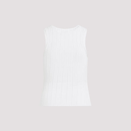 KHAITE Elegant White Silk Blend Tank Top