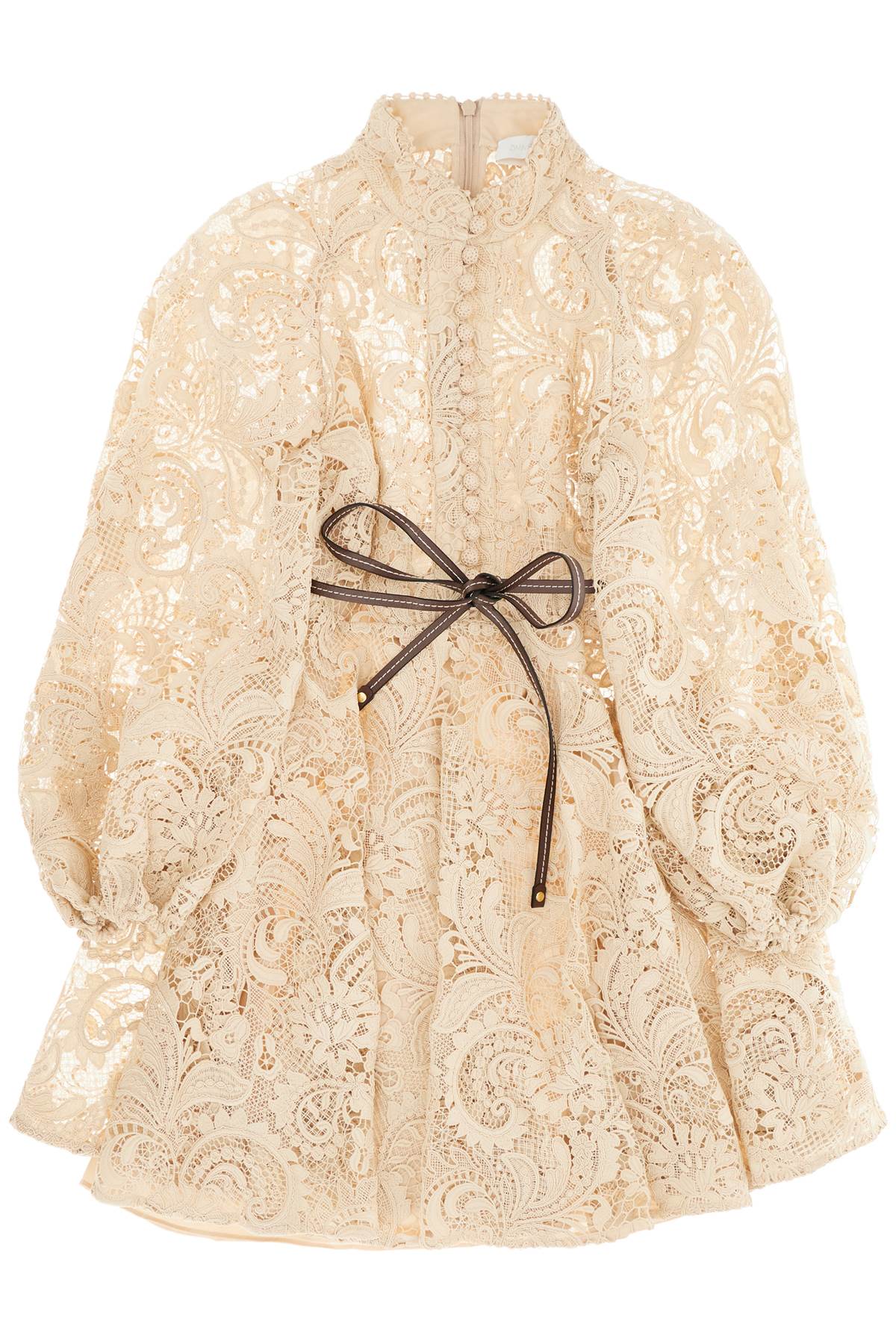 ZIMMERMANN Waverly Broderie Anglaise Mini Dress with Leather Belt