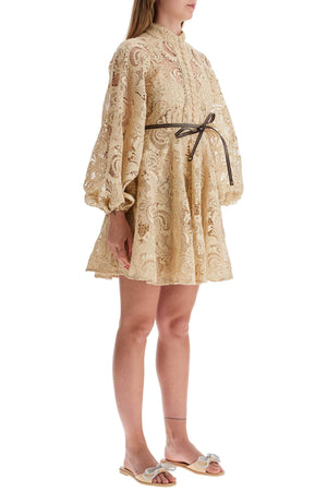 ZIMMERMANN Waverly Broderie Anglaise Mini Dress with Leather Belt