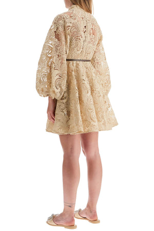 ZIMMERMANN Waverly Broderie Anglaise Mini Dress with Leather Belt