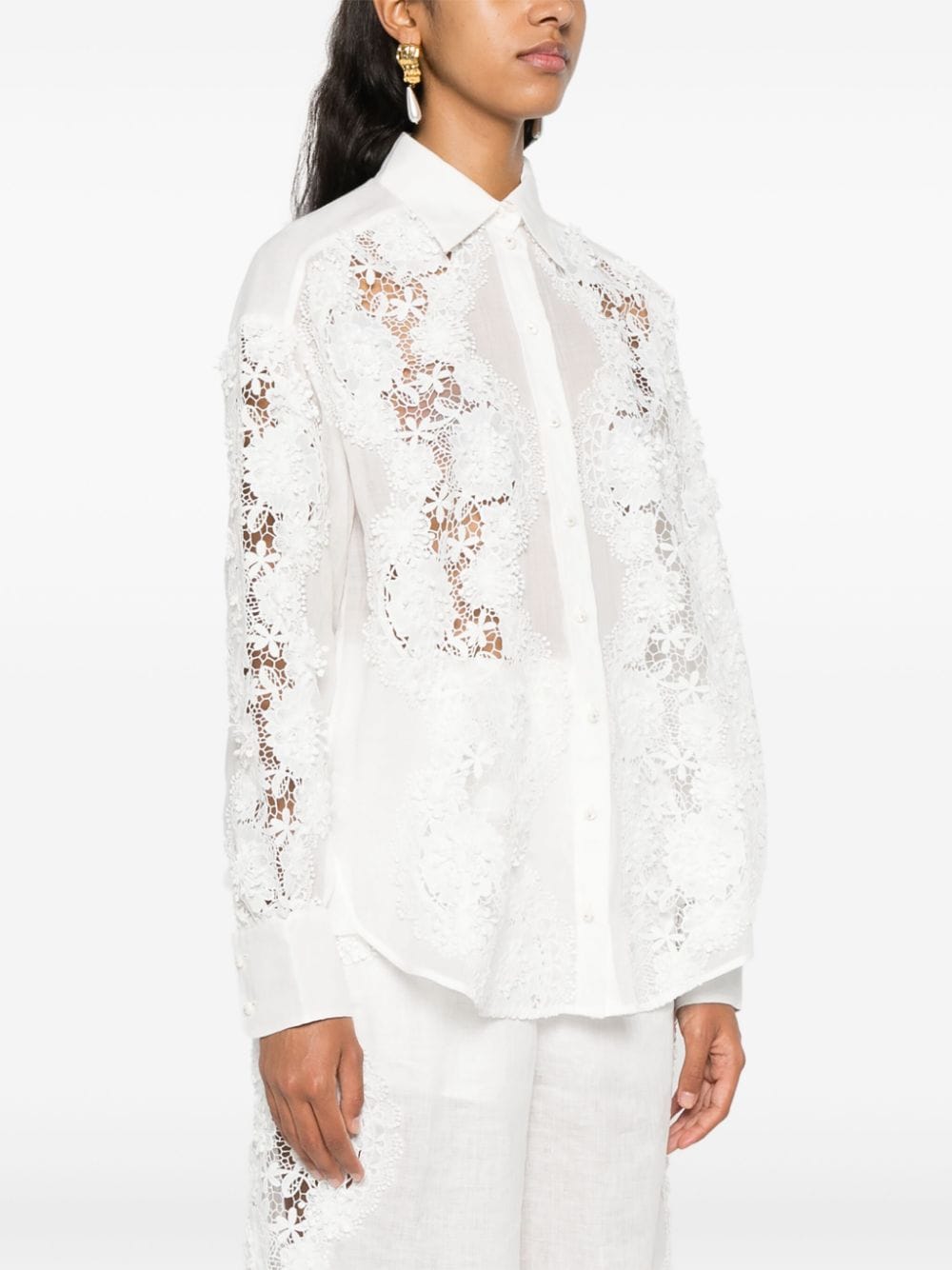 ZIMMERMANN Halliday Floral Lace Linen Blouse