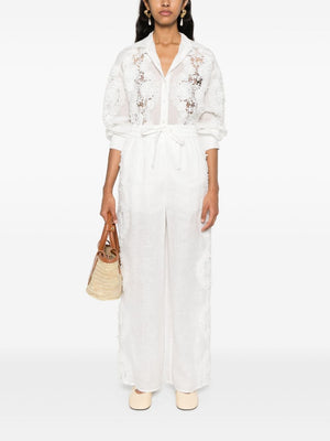 ZIMMERMANN Halliday Floral Lace Linen Blouse