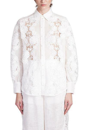 ZIMMERMANN Halliday Floral Lace Linen Blouse