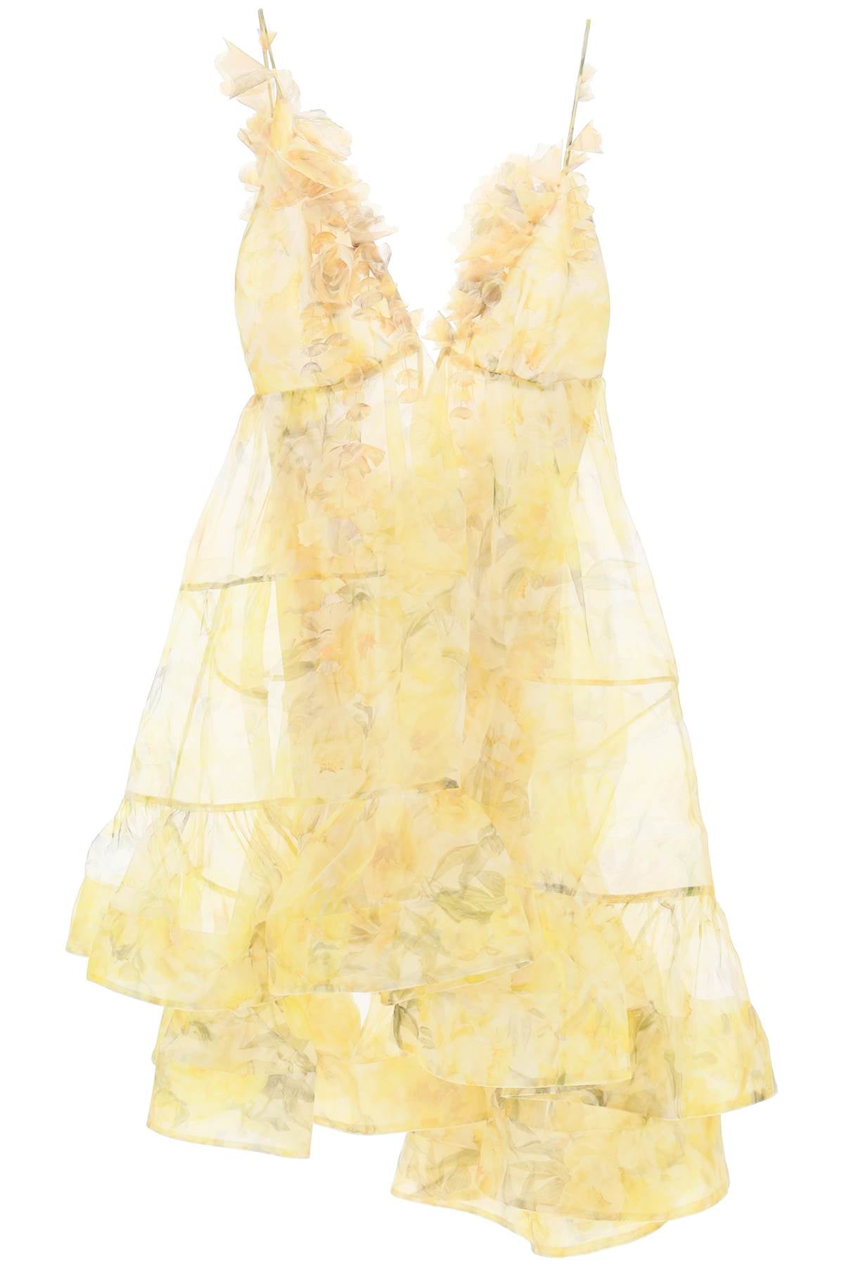 ZIMMERMANN Floral Asymmetrical Mini Dress for Women - 100% Silk, Regular Fit