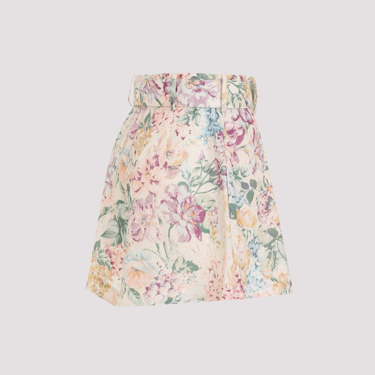 ZIMMERMANN Holiday Floral Linen Pleated Shorts