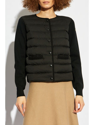 MONCLER Padded Cardigan with Knit Sleeves for Women