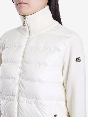 MONCLER High Collar Cream Wool Cardigan