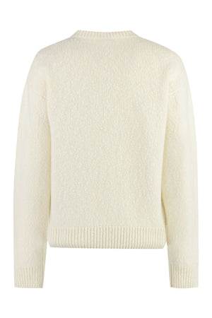 MONCLER White Ribbed Crew-Neck Wool Sweater