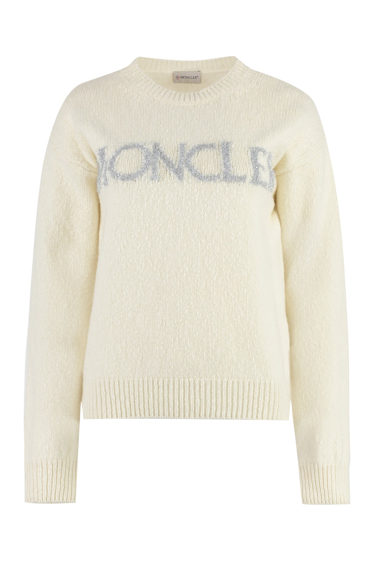 MONCLER White Ribbed Crew-Neck Wool Sweater