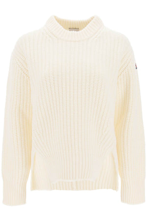 MONCLER White Carded Wool Sweater for Women - Fall/Winter 2024