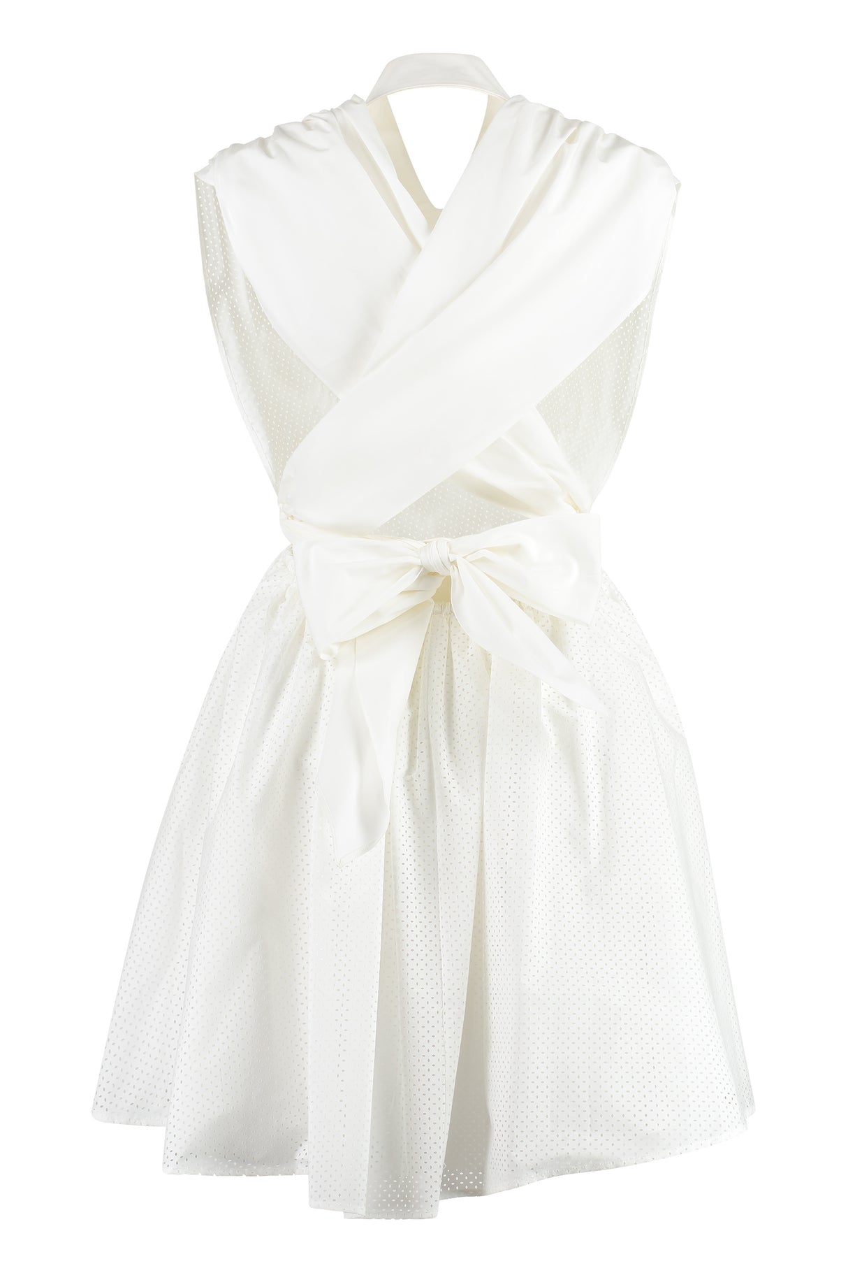 PHILOSOPHY DI LORENZO SERAFINI White Shirt Dress with Open Back and Bow for Women - SS23