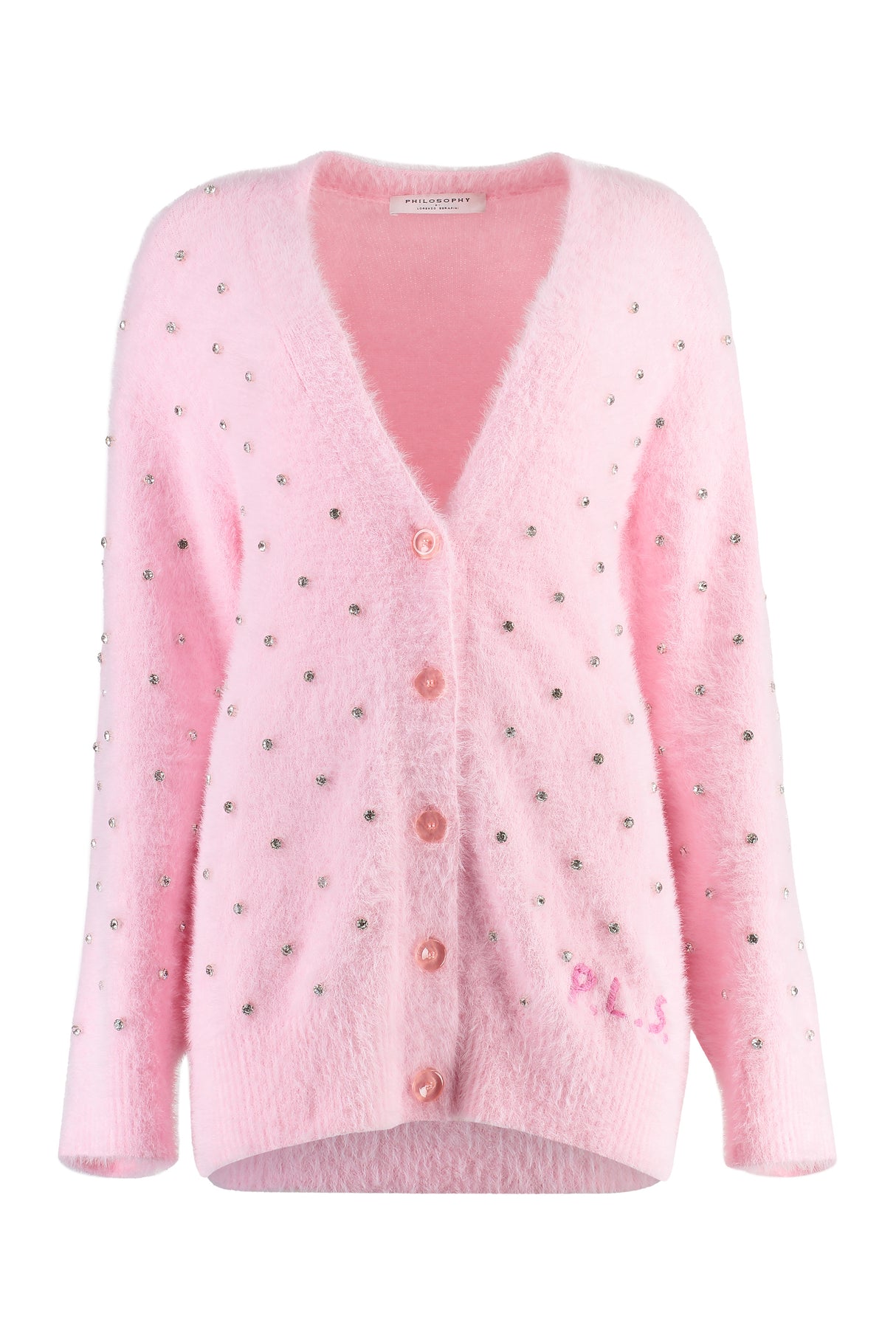 粉紅水晶編織女款開襟衫-FW23
