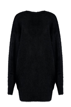 PHILOSOPHY DI LORENZO SERAFINI Black Embellished Button Maxi-Cardigan - Oversized Knitwear for Women - FW23