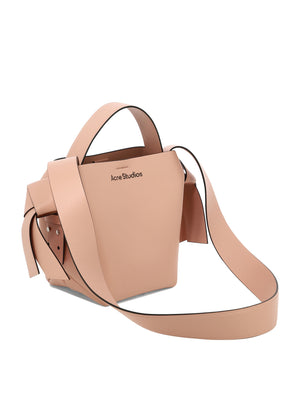 ACNE STUDIOS Salmon Pink Leather Handbag with Single Top Handle and Adjustable Shoulder Strap