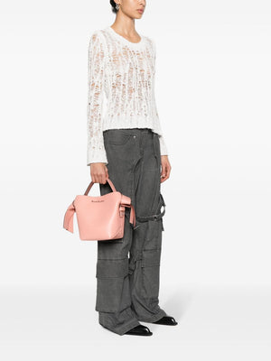 Salmon Pink Smooth Leather Top Handle Handbag