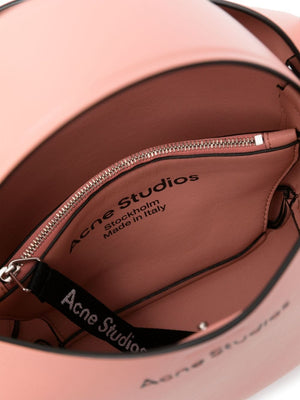 ACNE STUDIOS Salmon Pink Leather Handbag with Single Top Handle and Adjustable Shoulder Strap